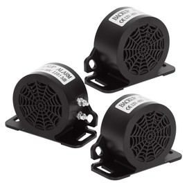 MIRKOO Car Back-up Alarm, 110dB 12V-80V DC Waterproof Industrial Heavy-duty Backup Reverse Warning Alarm with Super Loud Beeper Tone for Truck Van Freight Car Lorry Heavy Vehicles(3-PACK)