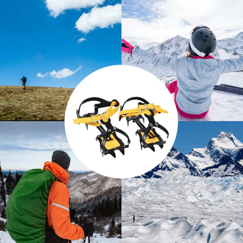Ice Hiking Spikes, 1 Pair of Crampons with 10 Teeth,