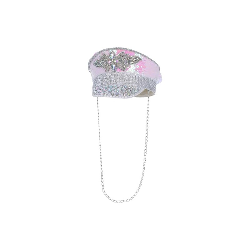 Smiffys Fever Deluxe Pearl Bride Captain's Hat with Sequins White
