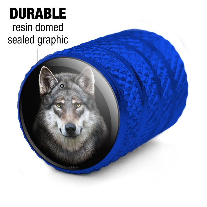 Grey Wolf Head Valve Stem Caps for Tire Rim Wheel