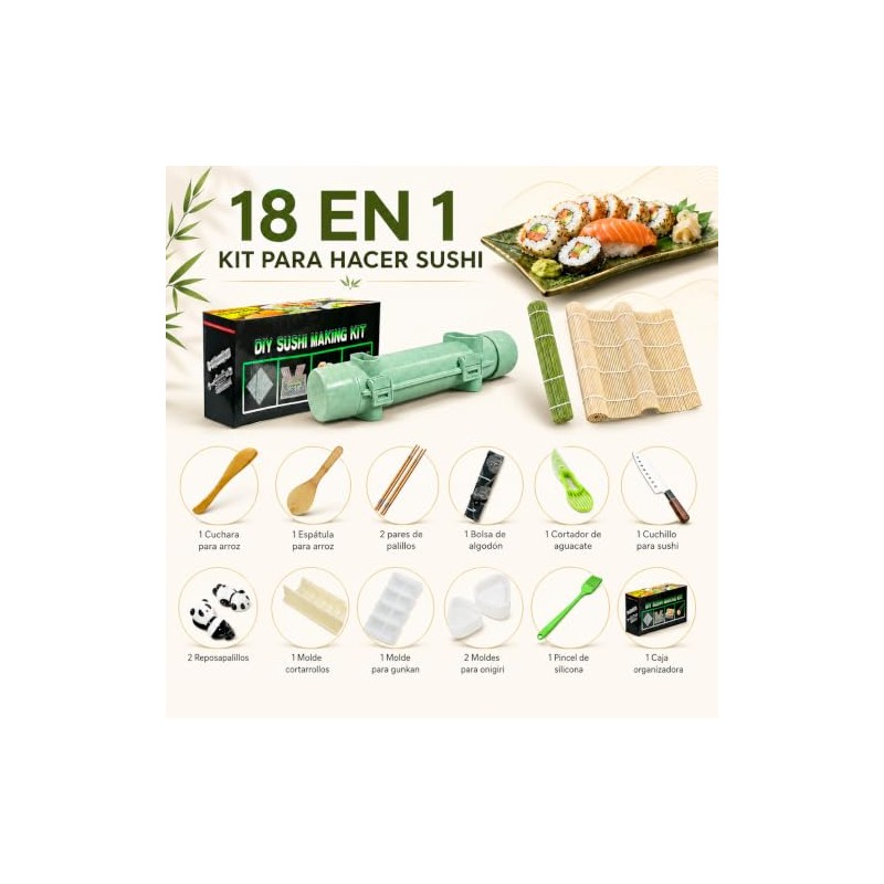 Kit para Hacer Sushi 18 en 1, Ideal para Principiantes