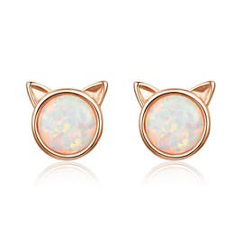Beautiful Koala Sloth 925 Sterling Silver Stud Earrings for Women Cute Opal Cat Earrings for Girls Animal Mouse Unicorn Tiny Earrings Suitable for Christmas Birthday Gifts, Sterling Silver, Opal