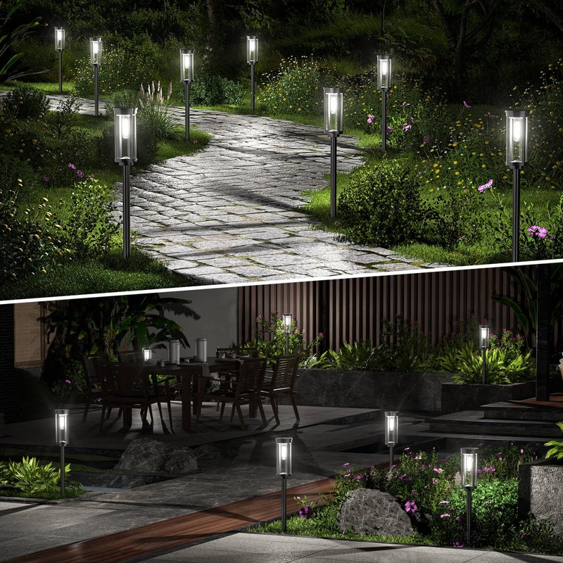 BITPOTT Solar Outdoor Lights Pathway, 6 Pack Pathway Lights Solar