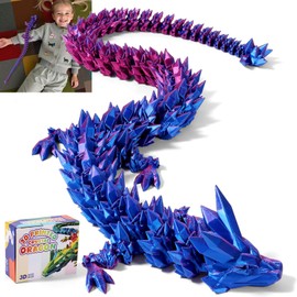 TXB3DOK Dragón articulado impreso 3D de 31.5 pulgadas, figura de dragón gigante, largo y extragrande para decoración del hogar y regalos (rojo azul, 31.5 pulgadas)