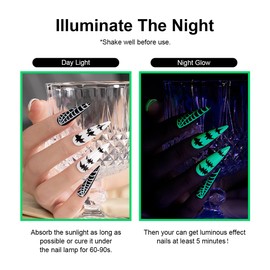 RARJSM Glow in the Dark Gel Nail Polish White Glow in Dark Effect Gel Polish Luminous Gel Nail Polish Soak off U V/LED Cured Required Nail Art Manicure 1PCS 15ml for Salon DIY at Home