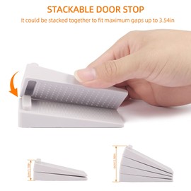 Yosemy Door Stop, Pack of 4 Rubber Door Wedge, Non-Slip, Height Adjustable, Window Stopper Wedge, Non-Toxic, No Unpleasant Odour, Used on Bathroom, Balcony Door, Children's Room (Light Grey)