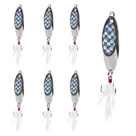 6pcs Fishing Spoon Spinner Lures Metal Jig Spoon Spinner Baits with Treble Hooks Feather Sea Sinking Sequins Hard Baits for Trout Bass Pike Squid Catfish (21g-6pcs)