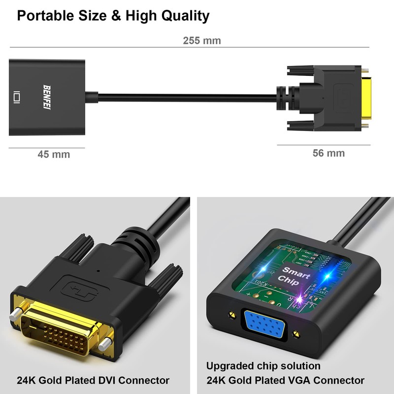 BENFEI Active DVI-D to VGA Adapter, DVI-D 24+1 to VGA