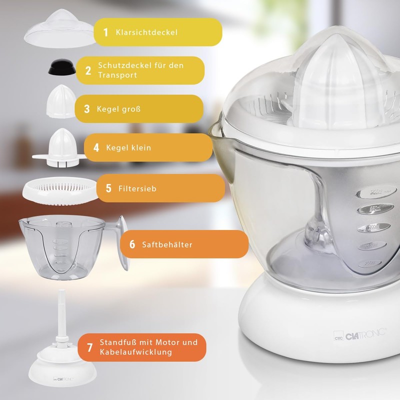 Clatronic® ZP 3066 Lemon Squeezer for Various Fruits | Juicer