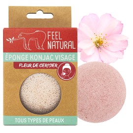 Konjac Natural Face Sponge – Cleanses and Purifies – Gently Removes Make-Up – Konjac Cherry Blossom Exfoliating Facial Sponge – Beauty Routine, Skincare, Shower – Feel Natural