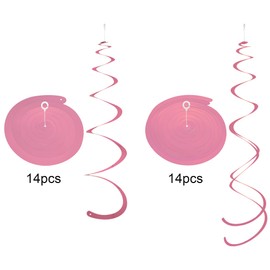 Pink Ceiling Swirl Foil Decorations Hanging Plastic Streamer Themed Swirl Party for Valentine's Carnival Celebration, Pack of 28
