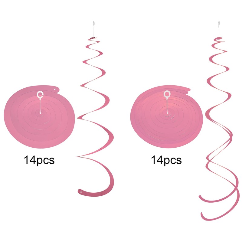 Pink Ceiling Swirl Foil Decorations Hanging Plastic Streamer Themed Swirl