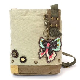 CHALA Patch Cross-Body Women Handbag, Sand Color Canvas Messenger Bag - New Butterfly, Sand