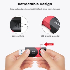 64GB USB 3.0 Flash Drive 10 Pack KOOTION USB 3.0 Thumb Drive Retractable 64G Zip Drive Ultra High Speed USB Stick Jump Drive Rugged Memory Stick with LED Indicator for Data Storage and Transfer