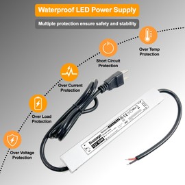 Duazaga LED Driver 12V Power Supply 60W 120V AC to 12V DC Converter Low Voltage Transformer IP67 Waterproof Power Adapter with Plug Constant Voltage Output for Outdoor LED Lights