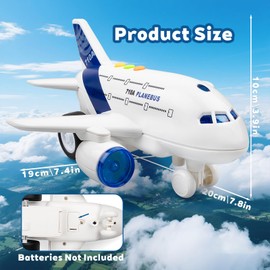 Flugzeugspielzeug für Kleinkinder – 1:200 Druckguss Flugzeug mit Blinkenden LED-Lichtern & Sound – Lernspielzeug Flugzeug für Jungen & Mädchen ab 3 Jahren, Friktionsbetriebenes Modellflugzeug