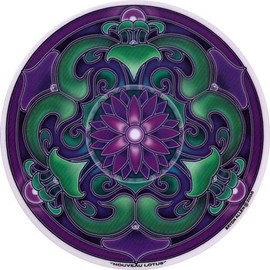 Nouveau Lotus - Laptop Stickers, Window Sticker/Decal - Circular 4.5'' Translucent