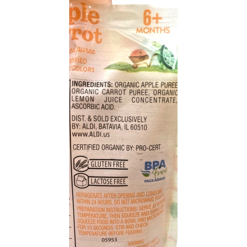 Little Journey Organics Baby Food Apple Carrot Purée 4oz -