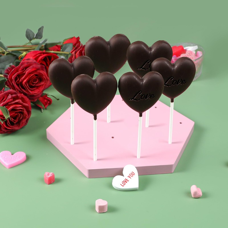 Webake Heart Lollipop Molds 6 Holes Heart Shaped Chocolate Candy