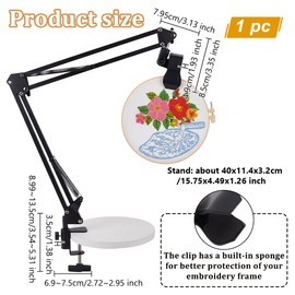 OLYCRAFT Black Embroidery Table Stand Kit 8~12mm Hole Hand Embroidery Stand Lap Folding Cross Stitch Stand Clamp Hand Embroidery Hoop Holder 360 Rotated Embroidery Holder Stand for Embroidery Hoops
