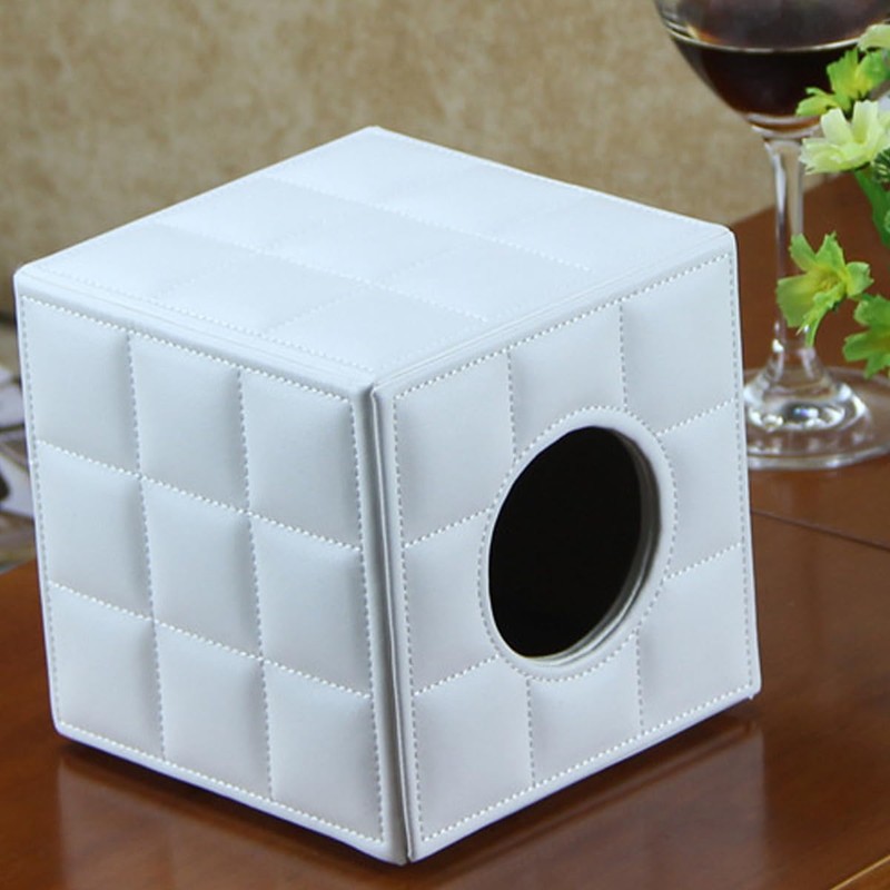 AIMALL Leather Square Tissue Box Holder with Waterproof Design, 5.31