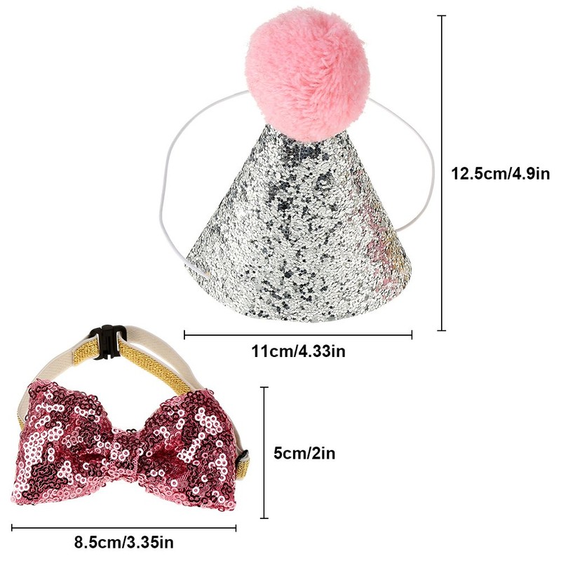 Qiilu Cute Pet Cat Dog Birthday Bowknot Party Costume Hat