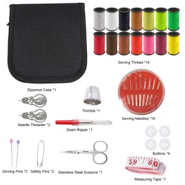 Ruayia Sewing Kit Travel with Sewing Accessories, Thread Bobbins, Suitable for Travellers, Adults, Children, Beginners, Emergency, DIY and Home Emergency Filled with Thread Sewing Needles Scissors