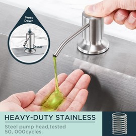 FORIOUS Soap Dispenser for Kitchen Sink, Built in Sink Soap Dispenser, Countertop Soap Dispenser with 500ML/18OZ Bottle, Lotion Dispenser for Kitchen Sink Built in Refill from The Top, Brushed Nickel