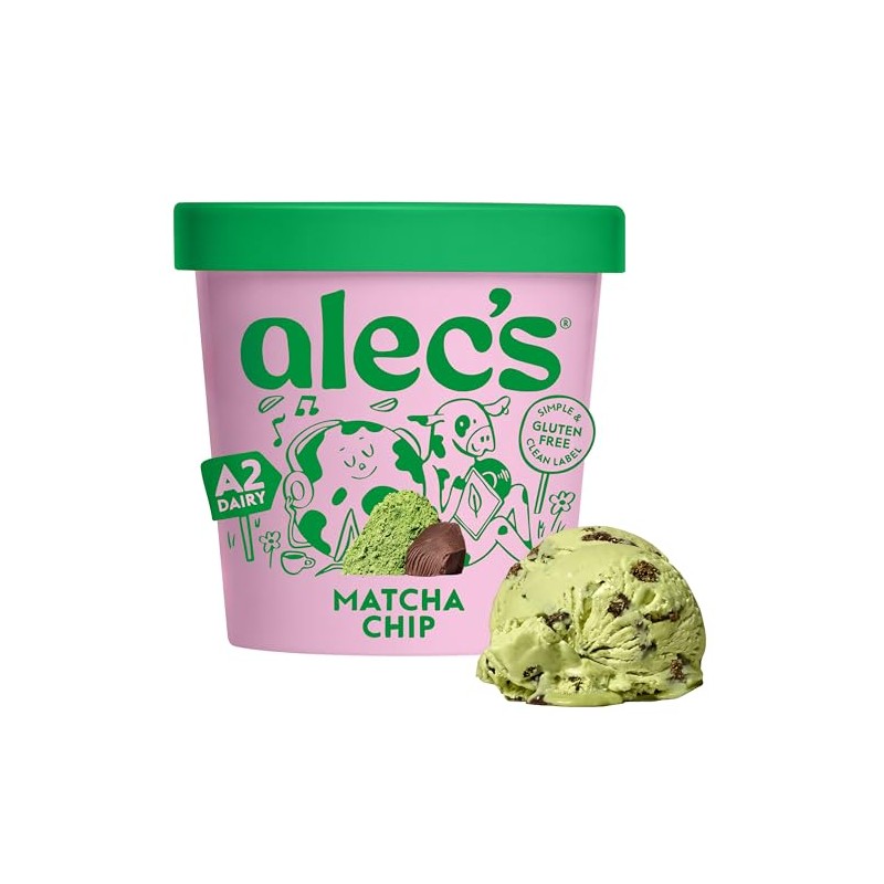 Alec's Ice Cream Matcha Chocolate Chip Ice Cream, A2 Dairy,