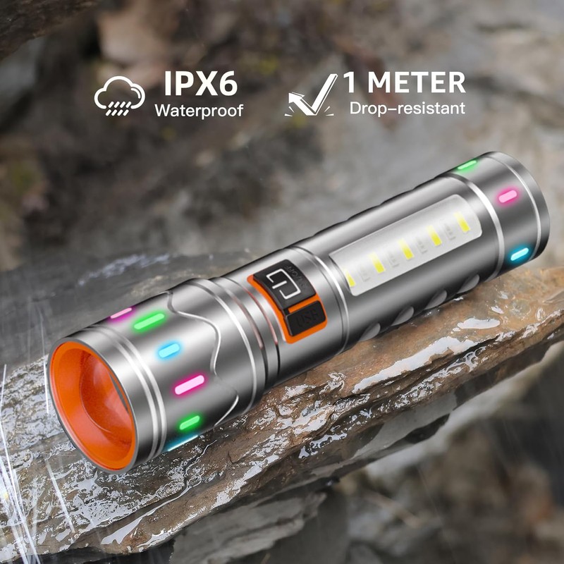 AIERSEN Rechargeable Small LED Flashlight, high Lumen EDC Flashlight, Five