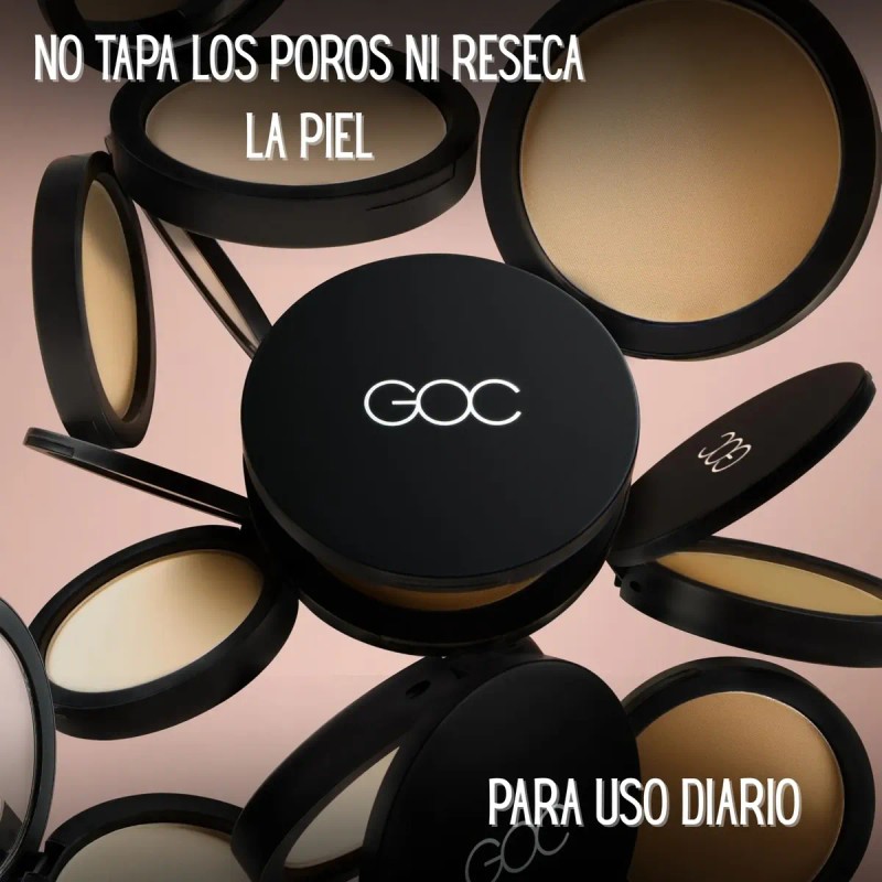 Goc, Polvo Compacto Mineral, Cobertura Completa, Hidrata