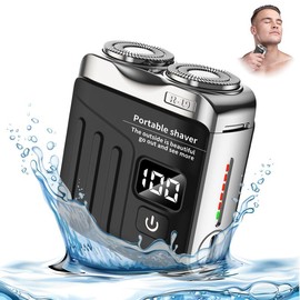 2025 New Mini Electric Shaver, Beard Shaver and Portable Suitcase Design, Shaver for Men Waterproof, Double-Ring Magnetic Cutter - Color: Orange-( Digital Display-1 PACK )