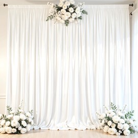 White Glitter Backdrop Curtain for Parties Wedding,10Ft x 10Ft Wedding Shimmer Backdrop Curtain,Satin Glitter Drapes for Backdrop,Non-Wrinkle Back Drop for Photography, Birthdays, Weddings,Prom