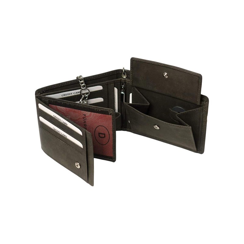 Chain Wallet Landscape Format, dark brown, Vintage