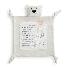 DEMDACO Sweet Grey Pink Bear 14 x 14 Plush Nursery Bed Sweatshirt Blankie