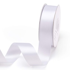 Filan Double Face Satin Ribbon 1 Inch x 25 Yards Double Sided Solid Polyester Ribbon for Gift Wrapping Party Hair Braids Bow Shower Decoration floral Arrangement Craft Supplies, White