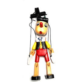 Wooden Pinocchio with Rope 25 cm Handmade in Indonesia