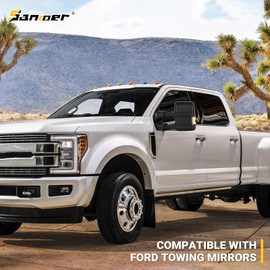 Sanooer Towing Mirrors for 1999-2016 F250 F350 F450 F550 Super Duty, 2000-2005 Ford Excursion with Heated Power Glass Turn Signal Light Running Lights Extendable Pair Set, Clear