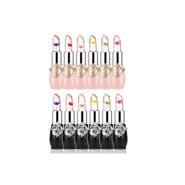 Flower Jelly Lipstick Set Temperature Change Moisturizer Long Lasting Nutritious Balm -12Pcs set for gift:_6pcs #1 pink 