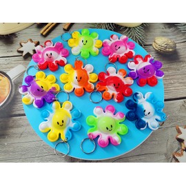 HOZKEAP 10 packs Bulk Mini pop Fidget Keychain，birthday Party Favors Supplies Classroom summer Student Prize