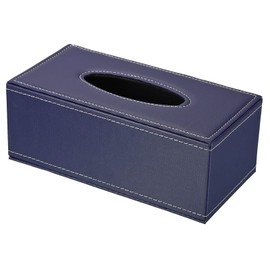 PATIKIL 9.4x4.7x3.7" Tissue Box Cover, PVC Leather Rectangle Waterproof Napkin Paper Towel Dispenser Holder for Countertop Home Office Car, Blue