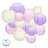 15Pcs Paper Lanterns Decorative, Pink Purple White Hanging Lantern for Mermaid Theme Girl Birthday Party Baby Showers Party Decorations