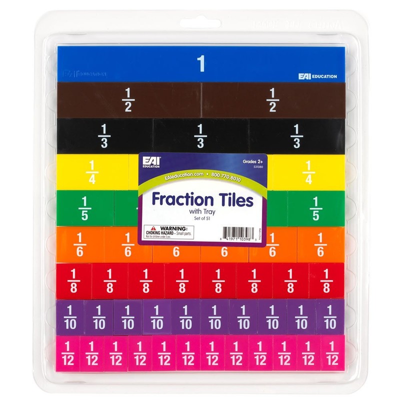 EAI Education Fraction Tiles with Tray: Set of 51