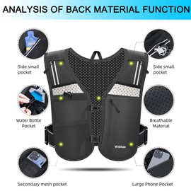 Running Vest for Men Women, Adjustable Hydration Vest with 500ml Soft Water Bottle, Reflective Hydration Pack for Trail Marathon Running, Hiking, Cycling