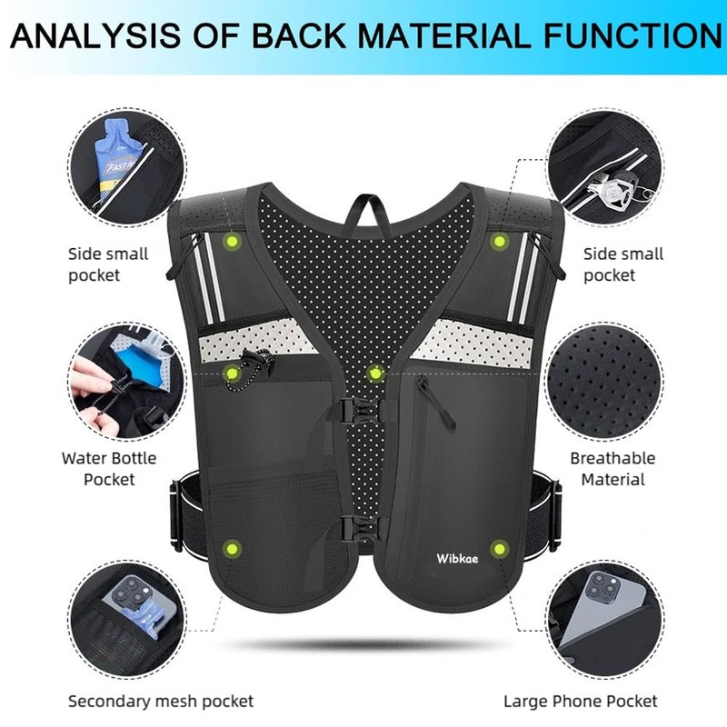 Running Vest for Men Women, Adjustable Hydration Vest with 500ml