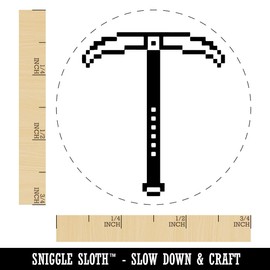 Pixel Miner Pickaxe RPG Video Games Self-Inking Rubber Stamp Ink Stamper for Stamping Crafting Planners - 3/4 Inch Small - Black Ink