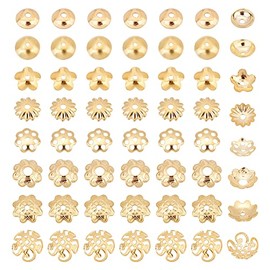 PH PandaHall - 160 piezas doradas de acero inoxidable 304 estilo 8 de filigrana de flores espaciadoras de abalorio con tapas de adorno para hacer joyas, arete, pulseras