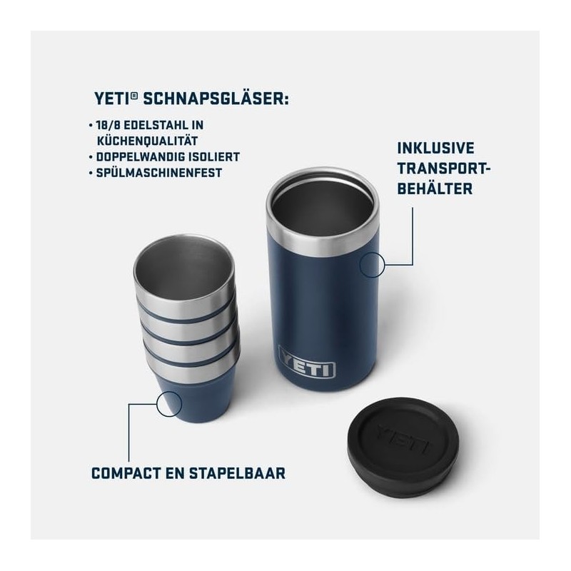 YETI Rambler Shot Glasses with Carrying Case, Navy