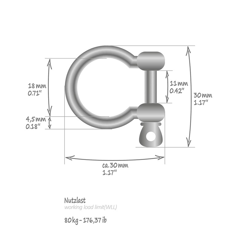 com-four® 10 x Round Shackles - Carabiner Shekel Small with