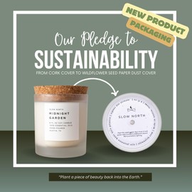 Slow North Midnight Garden Candle - Essential Oils and 100% Pure Soy Wax Candle in a Reusable Frosted Glass Jar - A Unique and Mindful Scented Candle Hand-Poured in The USA (8 oz)